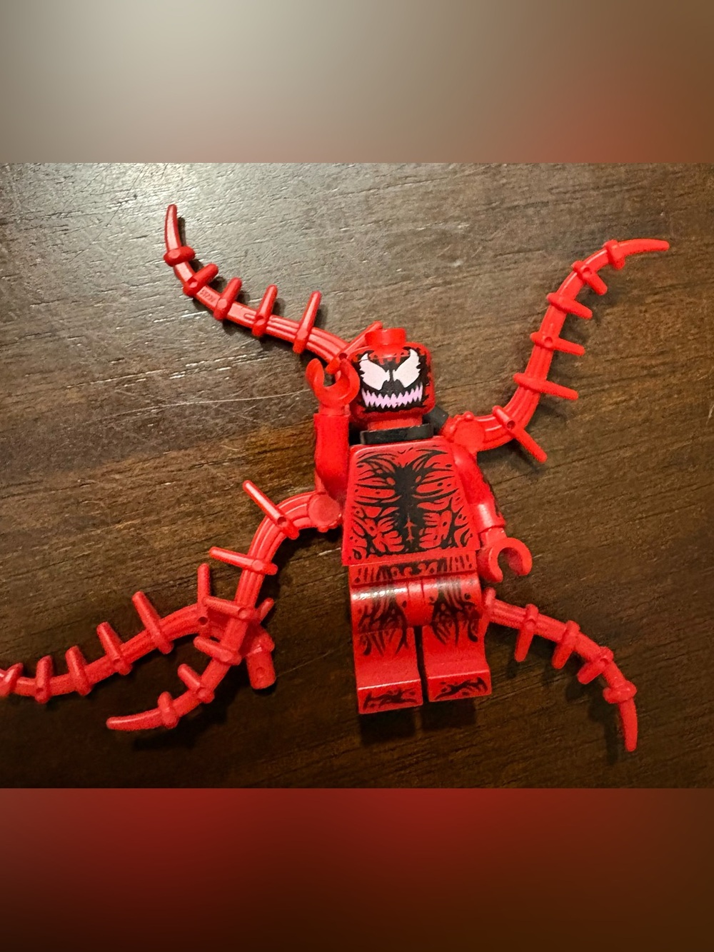Lego Red and Black Carnage Symbiote Minifigure with Red Tentacles